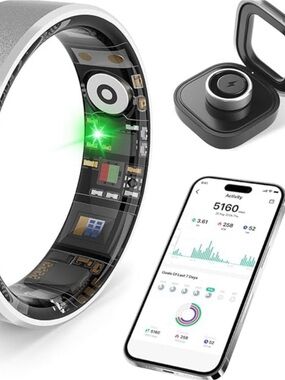 Smart Health Ring with Activity & Heart Rate Tracking - White